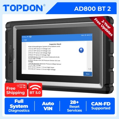 TOPDON ARTIDIAG800 BT 2 CAR DIAGNOSTIC TOOL OBDII SCANNER ALL SYSTEM BLUETOOTH