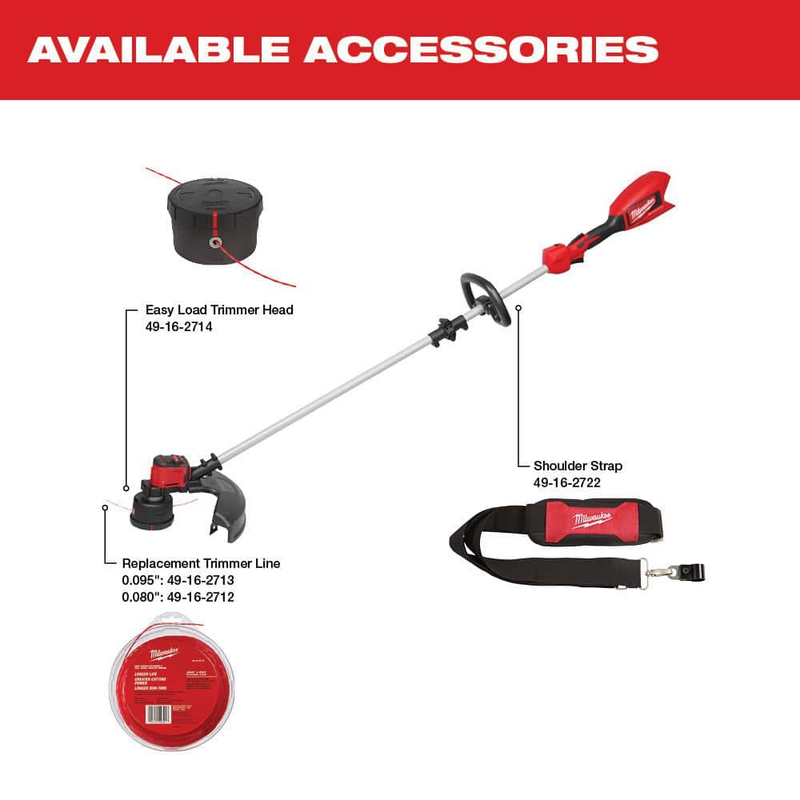 Milwaukee Straight Shaft String Trimmer Weed Eater M18 Charge 6,200 RPM Cordless