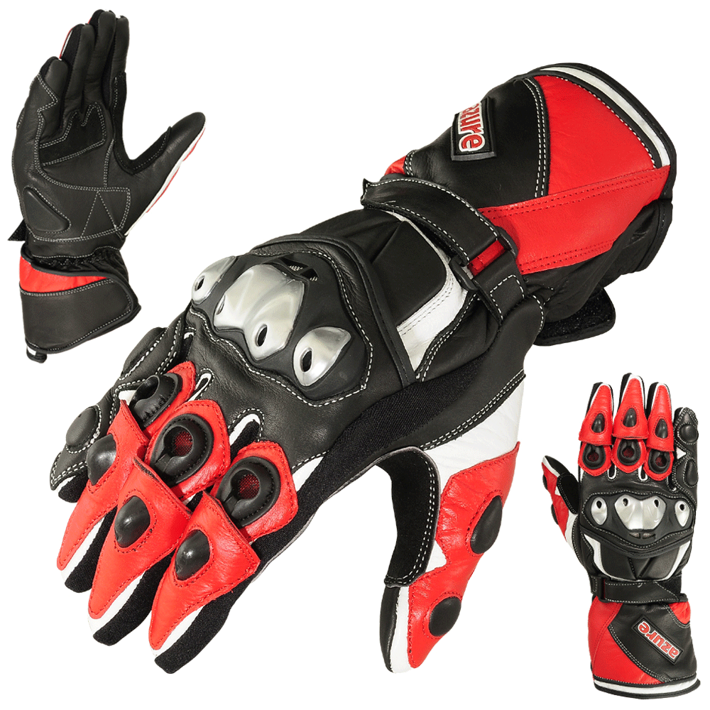 Racing Motorbike Gloves Biker Pro Motorcycle Red TPU Knuckle Kevlar
