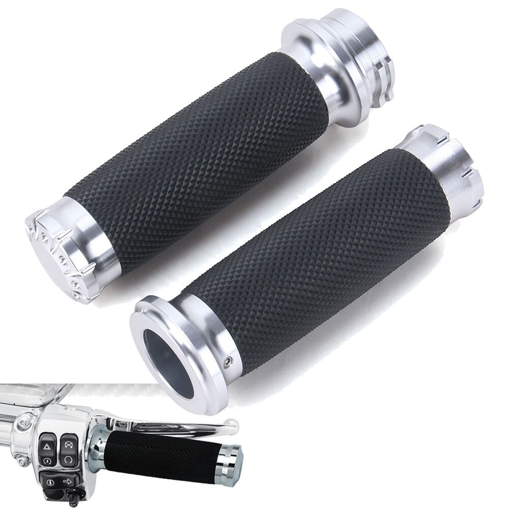 Cable Throttle Compatible 1 Inch Chrome Motorcycle Handlebar Hand Grips
