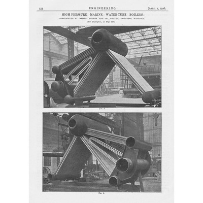 YARROW & CO High Pressure Marine Water Tube Boilers 3x Vintage Prints 1926