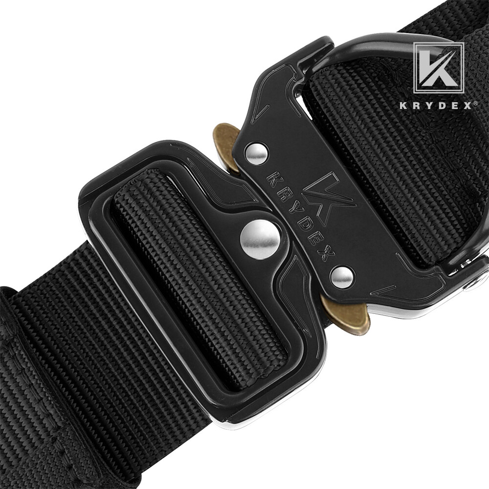 KRYDEX Tactical 1.75inch Heavy Duty Rigger Belt D-ring Quick Release Nylon Black