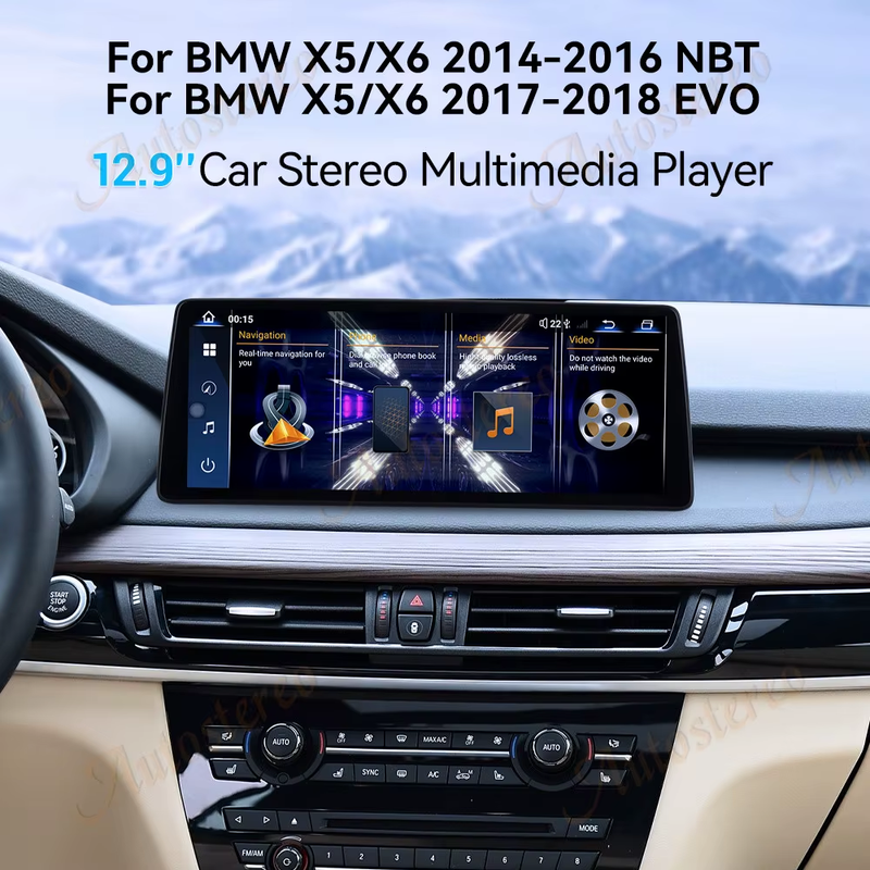 Ultra 12.9 Dual BT Carplay Android 13 Car GPS Navigation For BMW X5 F15 X6 F16 X