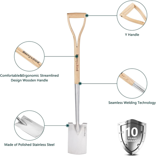 Berry&Bird Garden Digging Spade 41.34'' Square Border Spade for Transplanting US