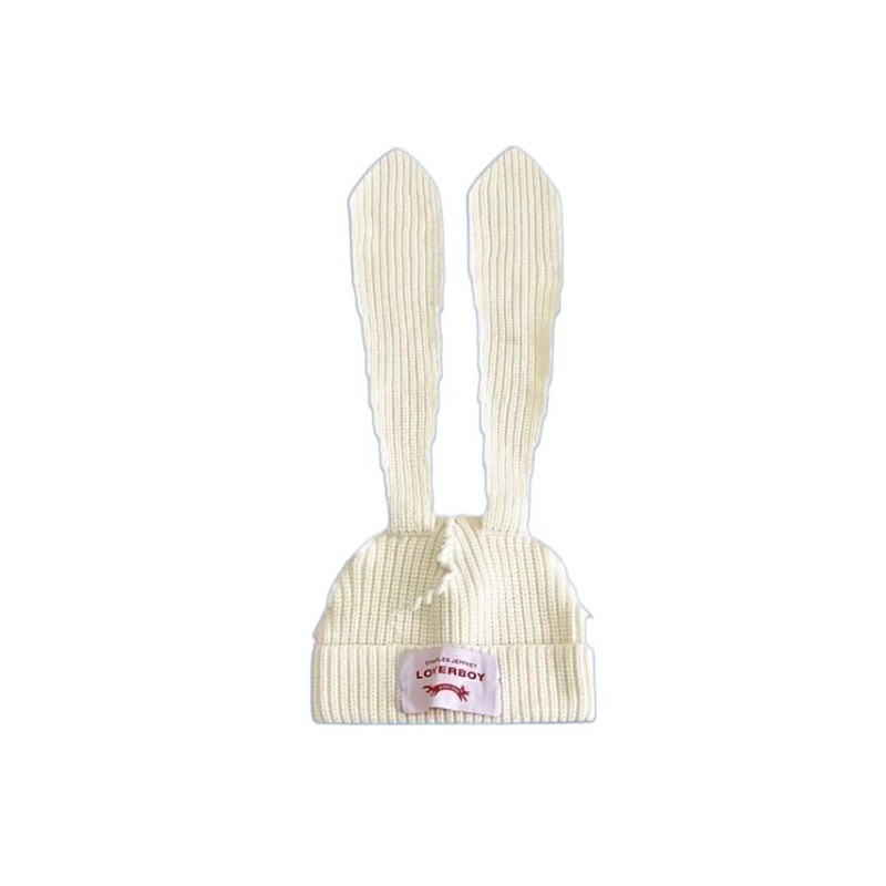 Rabbit Skullies Cap Crochet Knitted Skullies Beanie Cute Bunny Hat Long Ear Hat