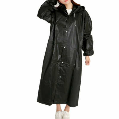Long Hooded Rain Jacket Waterproof Lightweight Raincoat Windproof