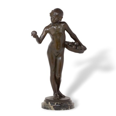 French Antique Bronze Female by Jean Verschneider & Etling Paris, Art Deco