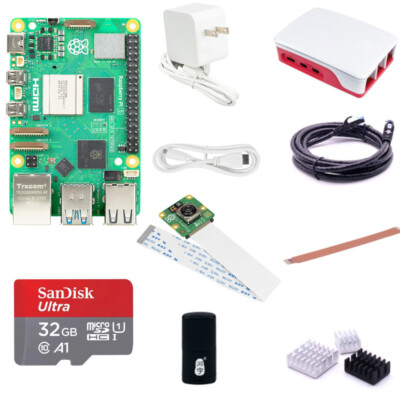 Raspberry Pi 5 4gb 8gb Ram Starter Kit  Power Supply Case Fan Camera V3 Heatsink