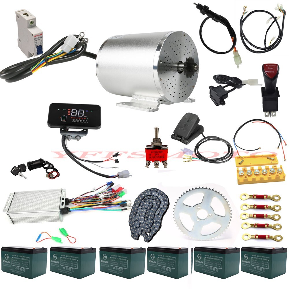 72V 3000W Golf Cart Brushless Motor w/Battery/Display/Sprocket/Pedal Full Kit US