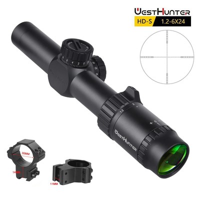 WestHunter HD-S 1.2-6X24 Rifle Scopes Mil Dot Reticle Compact Optic Sights