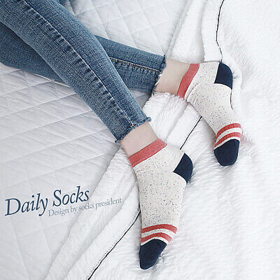Women's Double Line small dot ankle socks Lot 5 pair made in KOREA