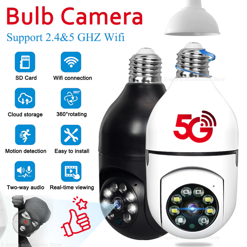 Security Camera Wfi 5G E27 Bulb1080p HD home Surveillance Camera Night Vision