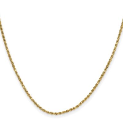 Pre-owned Diamond2deal 14k Yellow Gold 22" 2mm Semi Solid Diamond-cut Rope Necklace
