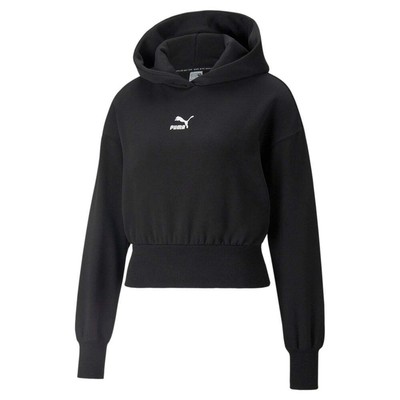 

Puma Classics модная укороченная флисовая толстовка женская размер  повседневная верхняя одежда 534, Черный