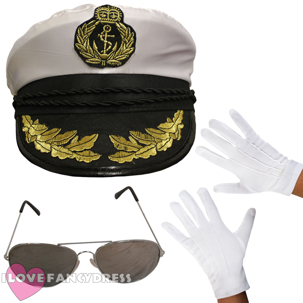 LADIES SAILOR HAT & NECK SCARF WOMENS DOUGHBOY FANCY DRESS COSTUME SET