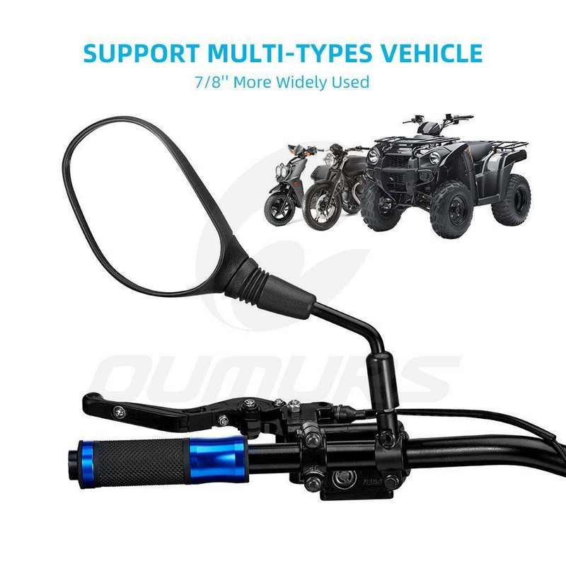 Universal 8mm Rearview Mirror – 7/8" Handlebar Mount For Motorcycle, Scooter, ATV, Dirt Bike, Black, 6-Month Warranty