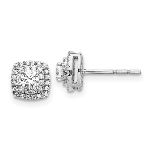 Pre-owned Goldia 14k White Gold Diamond Halo Earrings
