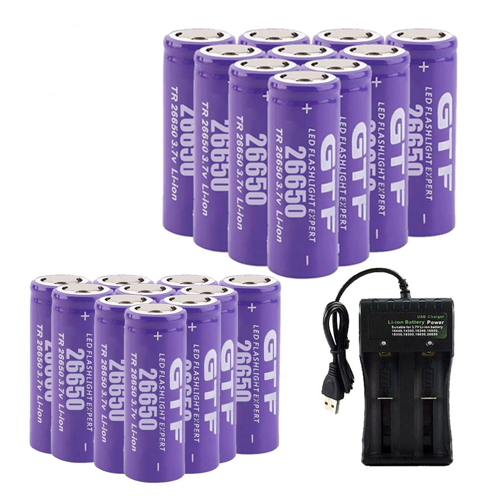 2-50pcs 26650 3.7V Lithium Li-ion Rechargeable Battery Batteries LOT