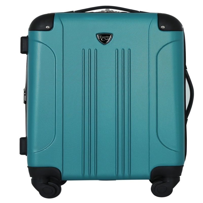Teal 20 Inch Hardside Expandable Carry On Luggage Rolling Travel Suitcase