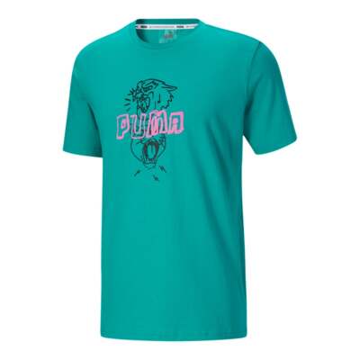 

Мужские синие повседневные топы Puma Cat Jaws Crew Neck с коротким рукавом 530561-06, Синий, Puma Cat Jaws Crew Neck Short Sleeve T-Shirt