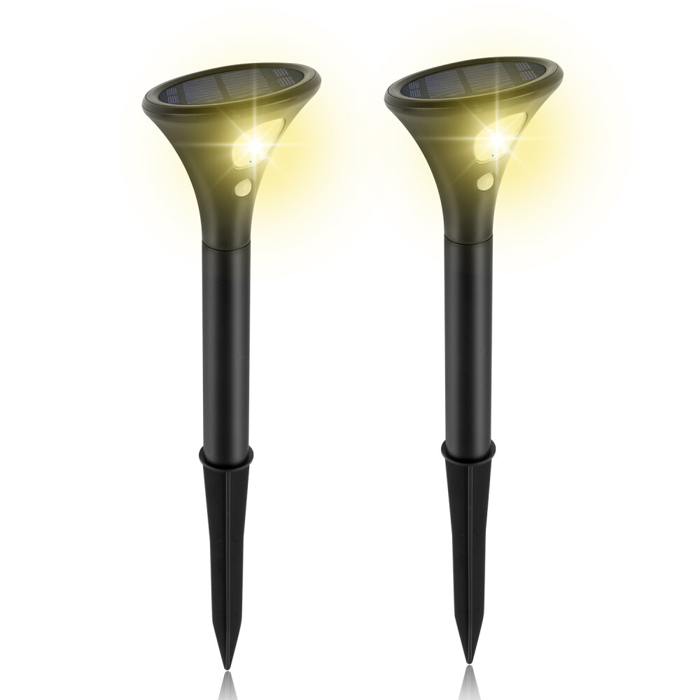 2x LED Solarlampe Solarleuchte Gartenbeleuchtung Outdoor mit Spike kaltweiß DHL