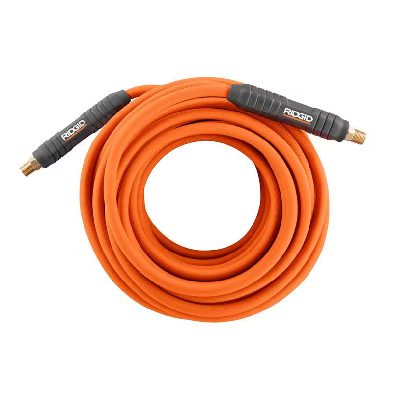 RIDGID Lay Flat Air Hose 1/4 Inch 50 Ft 300 PSI Kink Resistant Compressor Hose