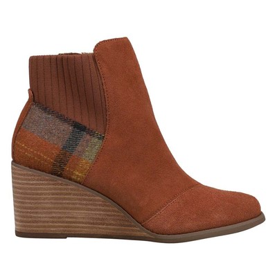 

TOMS Sadie Ботильоны на танкетке с круглым носком Женские коричневые повседневные ботинки 10018917T, Коричневый, TOMS Sadie Wedge Round Toe Booties