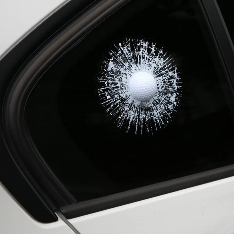 3D Prank Tricky Broken Glass Sticker Car Window Ball Hits Self Adhesive Funny Ca