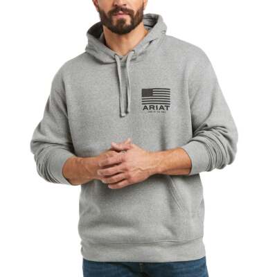 

Ariat Basic Back Flag Мужская серая повседневная верхняя одежда с капюшоном 10037256, Grey