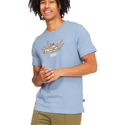 

Puma Sneaker Graphic Crew Neck Футболка с коротким рукавом Мужские синие повседневные топы 672232, Синий, Puma Sneaker Graphic Crew Neck Short Sleeve T-Shirt