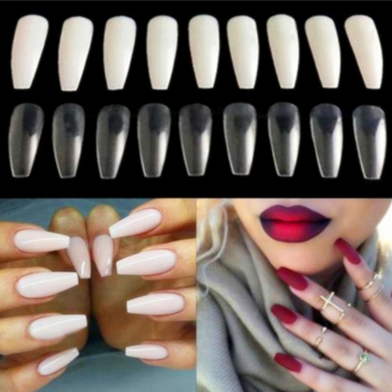 500 Ballerina Tips Tunnel Nailart Clear Natur Nageltip Gel Acryl Nagel Nails Ebay