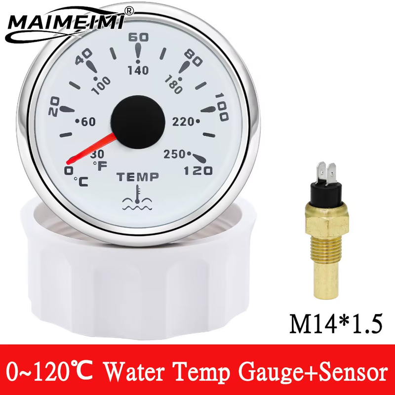 0~120Celsius Car 52mm Water Temperature Gauge with Sensor 1/8NPT M14X1.5 Waterp