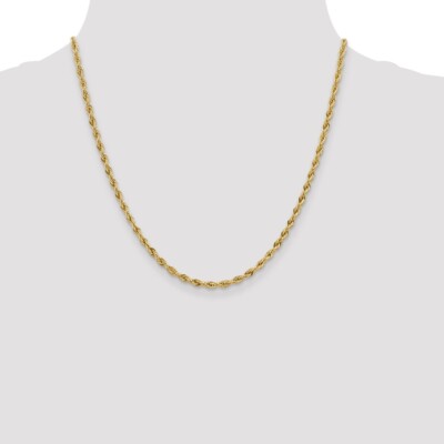 Pre-owned Diamond2deal 14k Yellow Gold 20" 3mm Semi Solid Rope Chain Necklace 3.43g