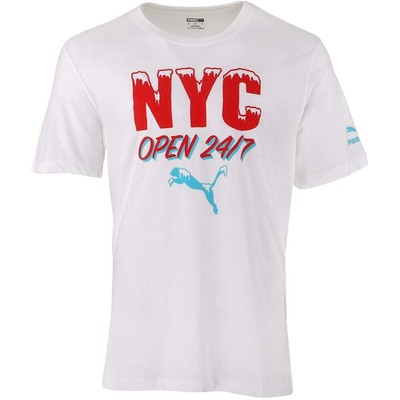 

Puma Nyc Open 247 Graphic Crew Nyc Футболка с коротким рукавом Мужские белые повседневные топы, Белый, Puma Nyc Open 247 Graphic Crew Neck Short Sleeve T-Shirt