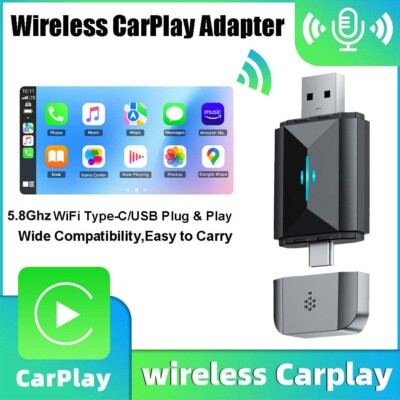 2 in 1 Wireless Apple Carplay Android Auto Adapter Mini USB & Type-C Dongle Box~
