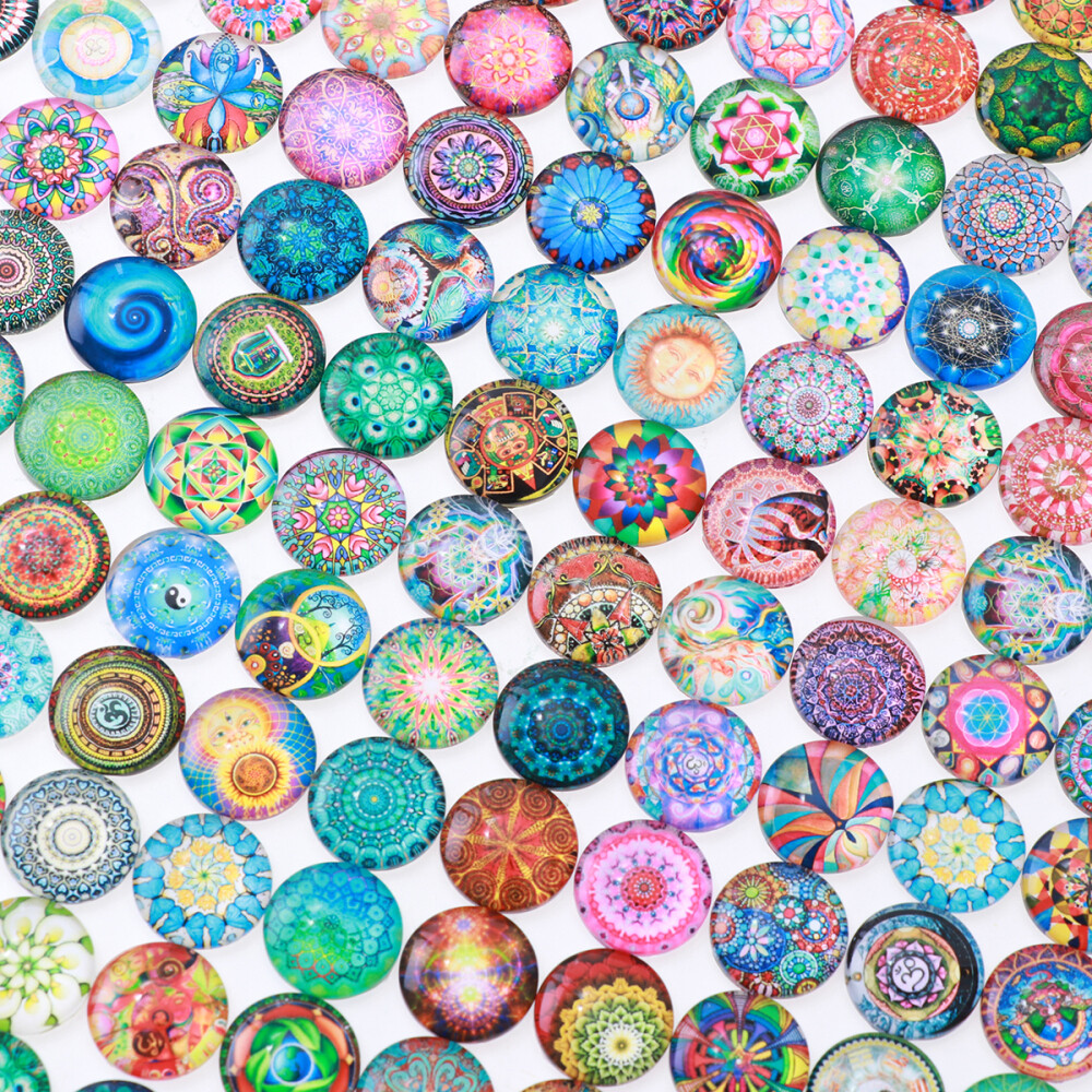 200Pcs Glass Mosaic Tiles for Arts and Crafts 14mm Mixed Round Mosaic
