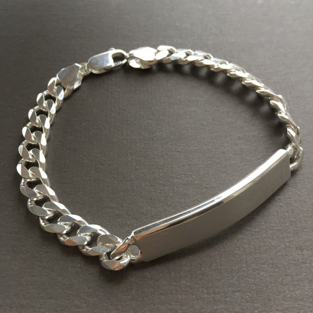 Pre-owned Handmade Custom Engraved Mens Cuban Id Bracelet 925 Sterling Silver 7.5mm 33gr 8.66 Inch