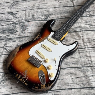 hot selling heavy relics sunburst aged electric guitar rosewood fingerboard