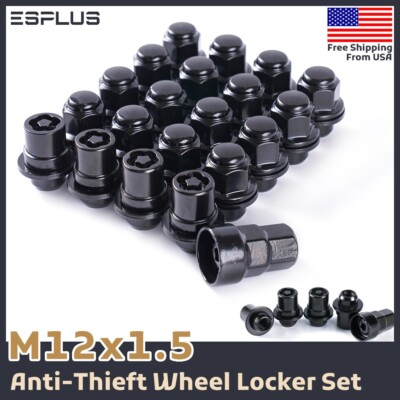 20pc Black M12X1.5 OEM Lug Nut Wheel Lock Combo Mag Seat Fit Toyota Lexus Scion