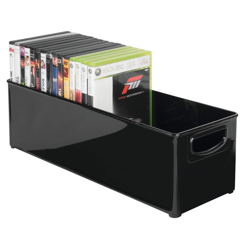Mdesign Dvd Storage Container Plastic Holder With Handles Box For Dvds Cds Ebay
