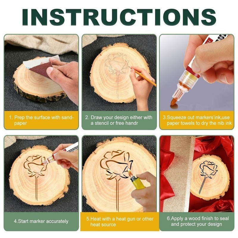 Scorch Chemical Pyrography Painting Pen Wood Burning Pen Scorch Marker Fine Tip