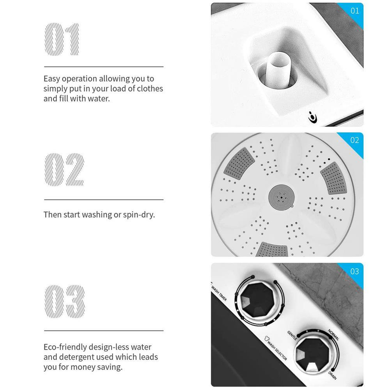 Lavadora Portatil Tina Doble Secadora Giratoria Lavanderia 26lbs Carga Superior