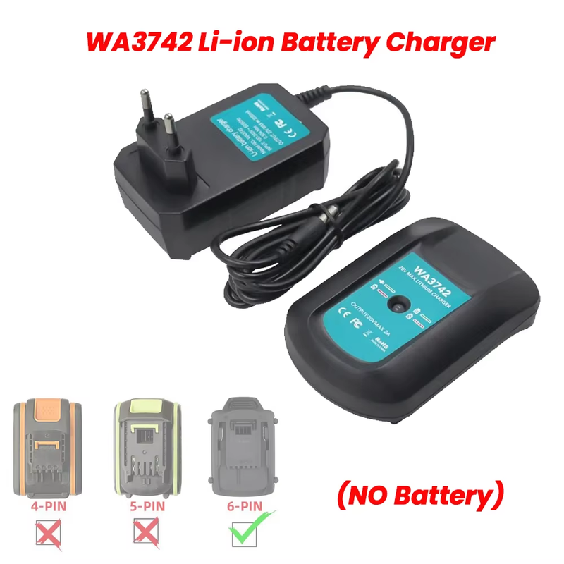 WA3742 Li-ion Battery Charger 2.0A For Worx 20V 18V Lithium Battery WA3875 WA352