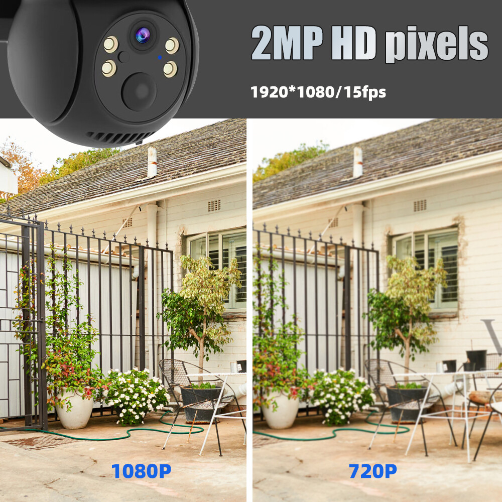Solar Battery Powered Wireless WiFi Outdoor Pan/Tilt Home Security Camera System