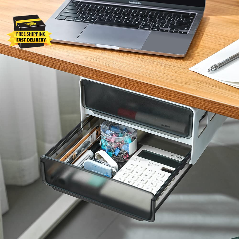 Under Desk Drawer Storage Organizer, Hidden Self-Adhesive Organizer, Attachable