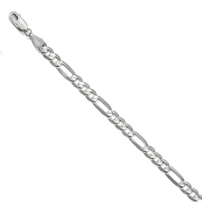 Pre-owned Superdealsforeverything Leslie's Real 14kt White Gold 5.5mm Flat Figaro Chain; 7 Inch; Lobster Clasp