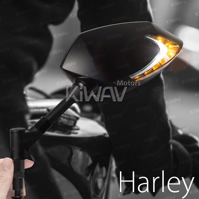 KiWAV Mirrors LED white amber DRL blinker fits Harley DYNA SWITCHBACK WIDE GLIDE
