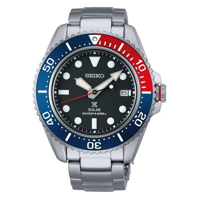 Pre-owned Seiko Watch Wristwatch Prospex Diver Scuba Solar Sbdj053 Men S Silver 268 In Silver/black/bezel: Blue & Red