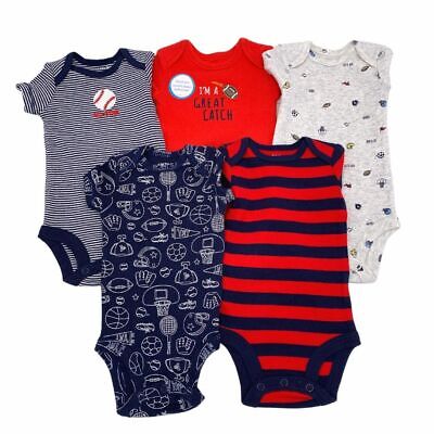 New Carter's Baby Boys Infants Sports 5 Pack Bodysuits Romper Set