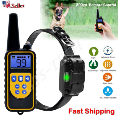 Dog Shock Training Collar Rechargeable Remote Control Waterproof IP67 875 Yards